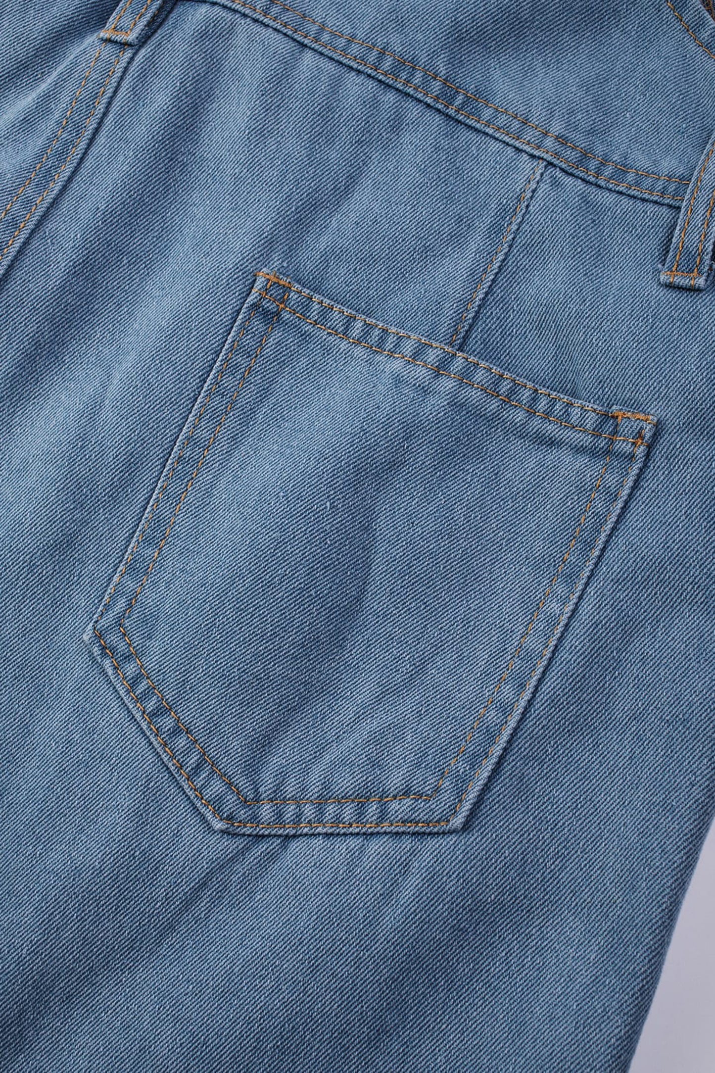 Dark Blue Retro Bib Pocket Buckle Straps Casual Denim Jumpsuit