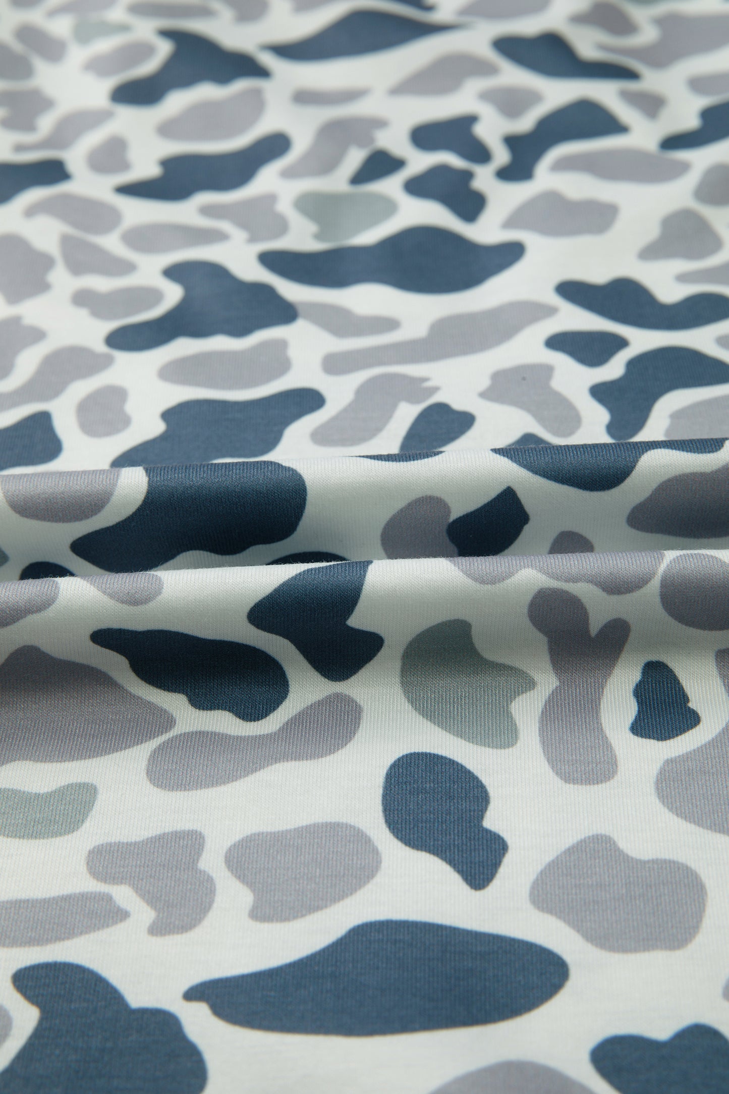 Gray Camouflage Print Single Chest Pocket V Neck Tee