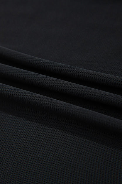 Black Plus Size Sheer Mesh Panel Short Sleeve Top