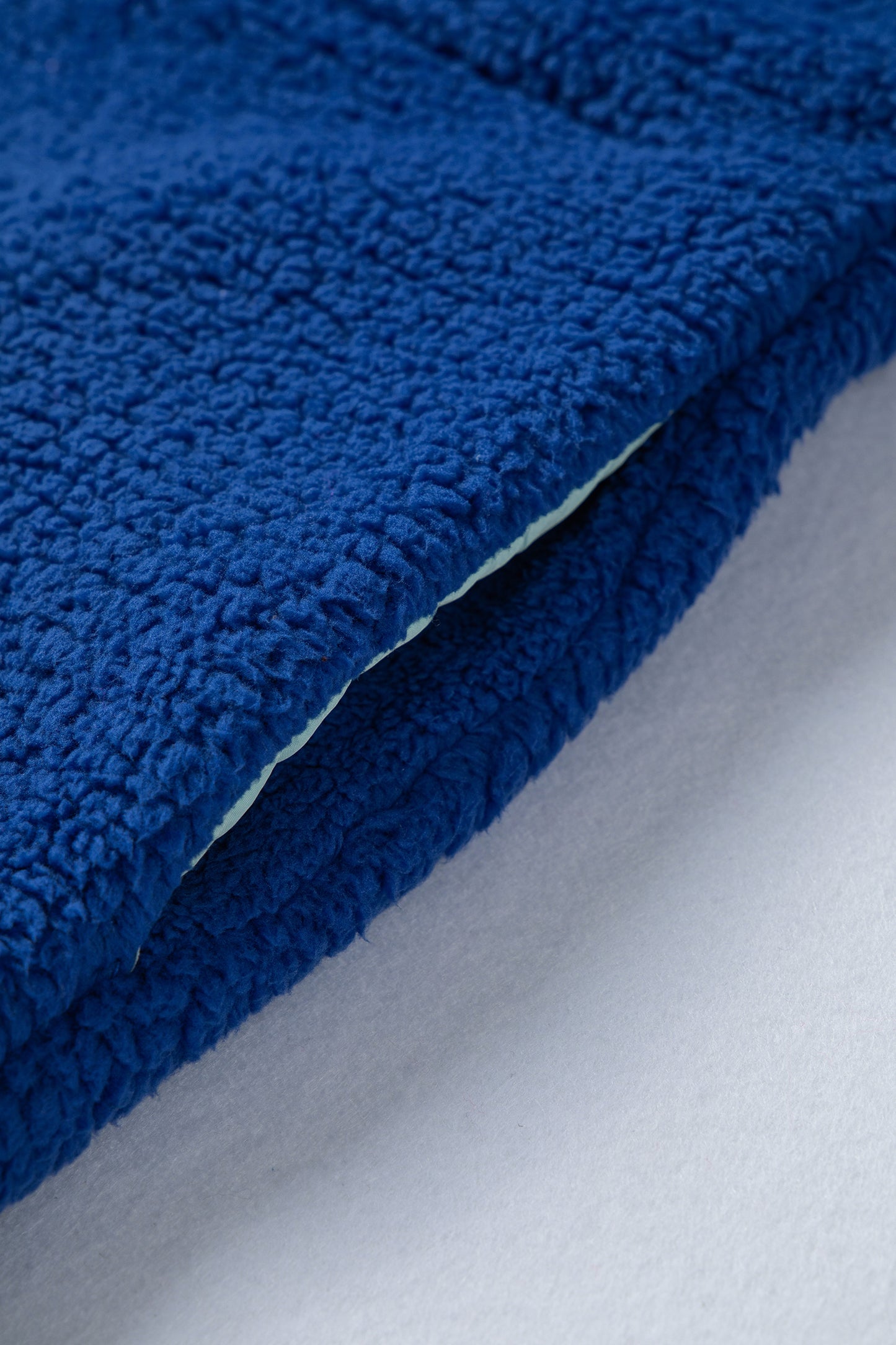 Sky Blue Sherpa Half Zip Contrast Trim Pullover Hoodie