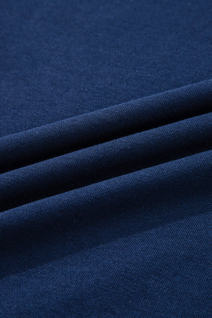 Navy Blue Varsity Striped Detail Drop Shoulder Oversized Sweatshirt