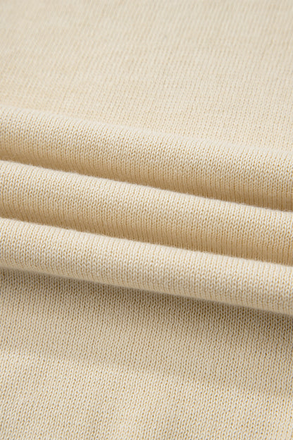 Apricot Buttoned Front Rolled Hem Cap Sleeve Sweater Top