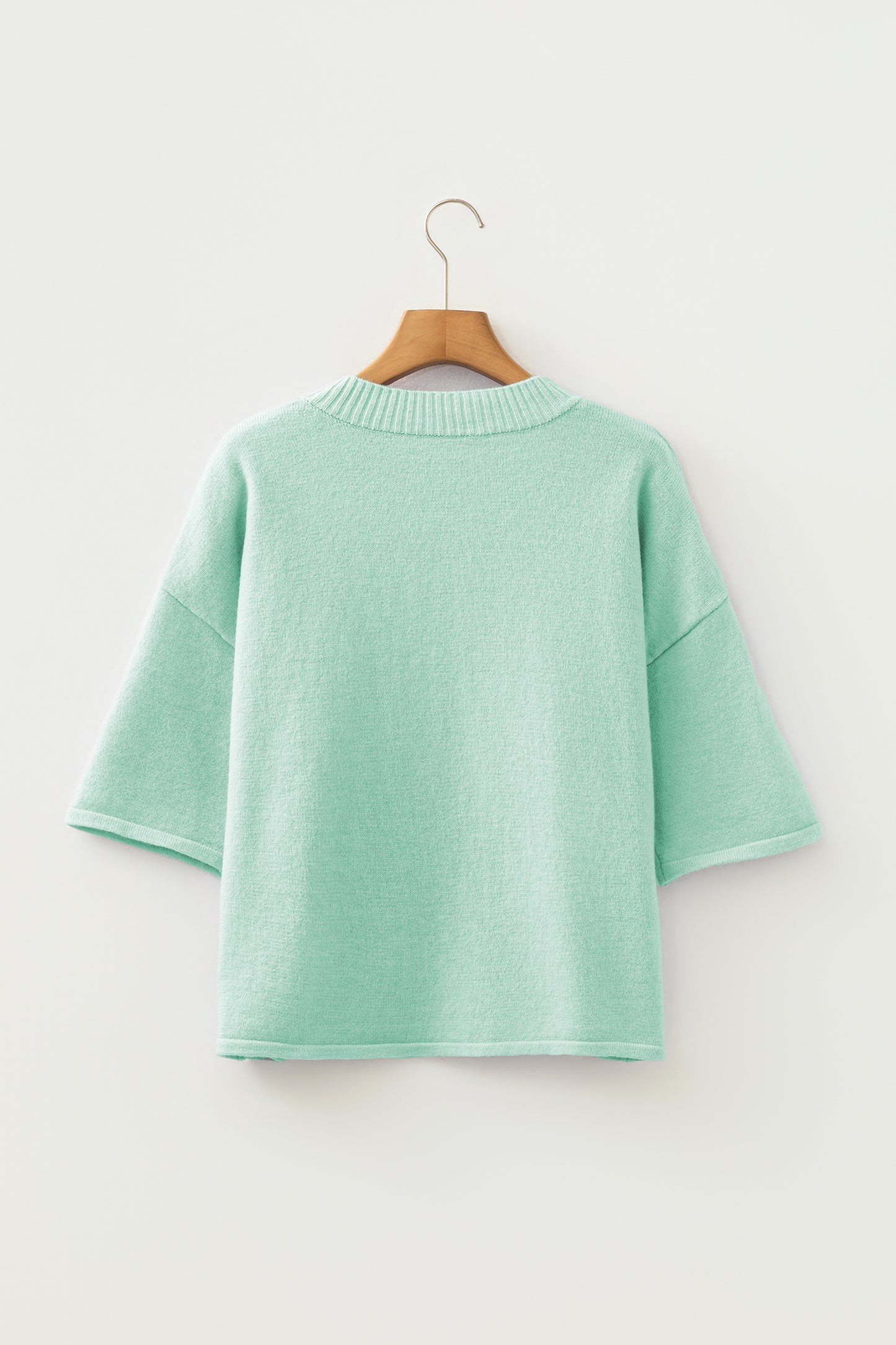 Peach Blossom 3/4 Sleeve Boxy Knit Button Down Sweater Cardigan