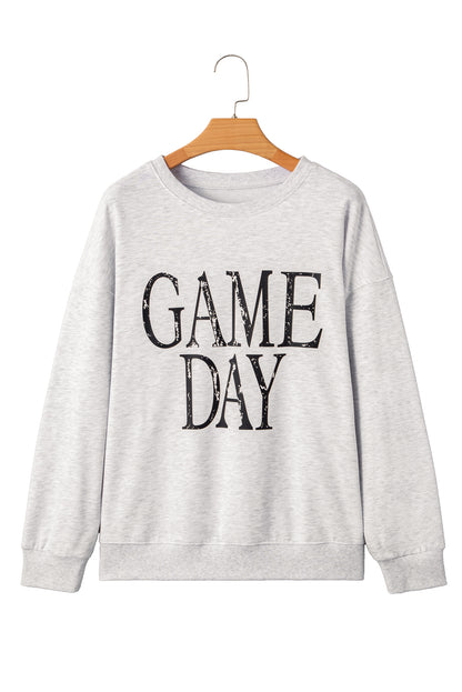 Black Vintage Washed GAME DAY Graphic Baggy Sweatshirt