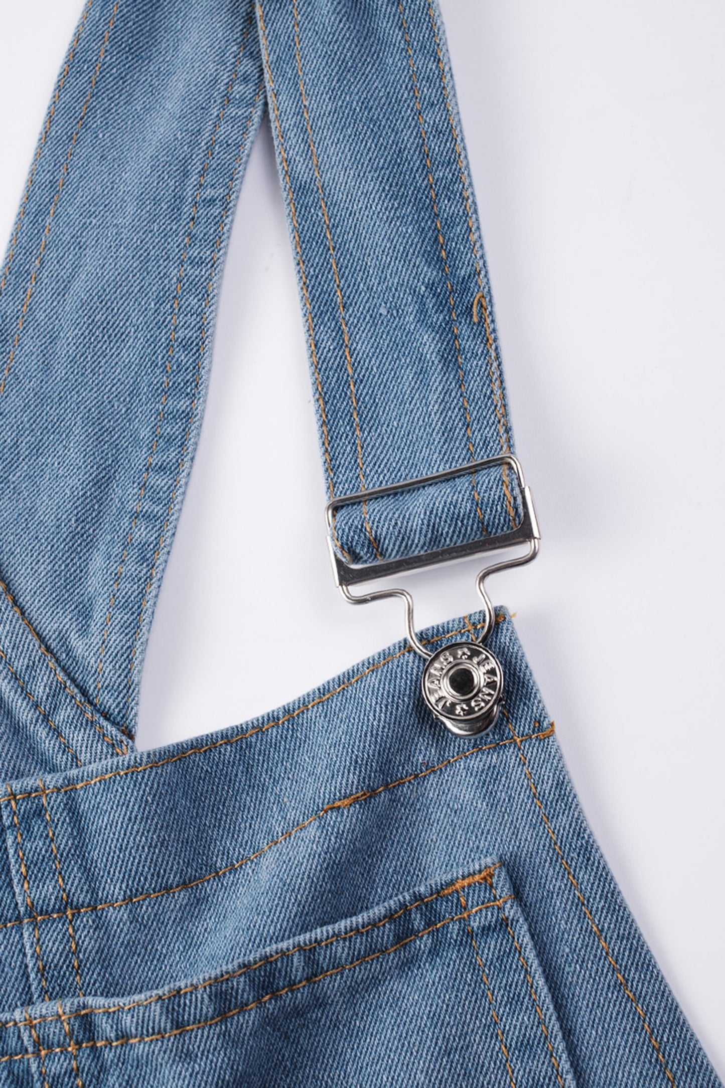 Dark Blue Retro Bib Pocket Buckle Straps Casual Denim Jumpsuit