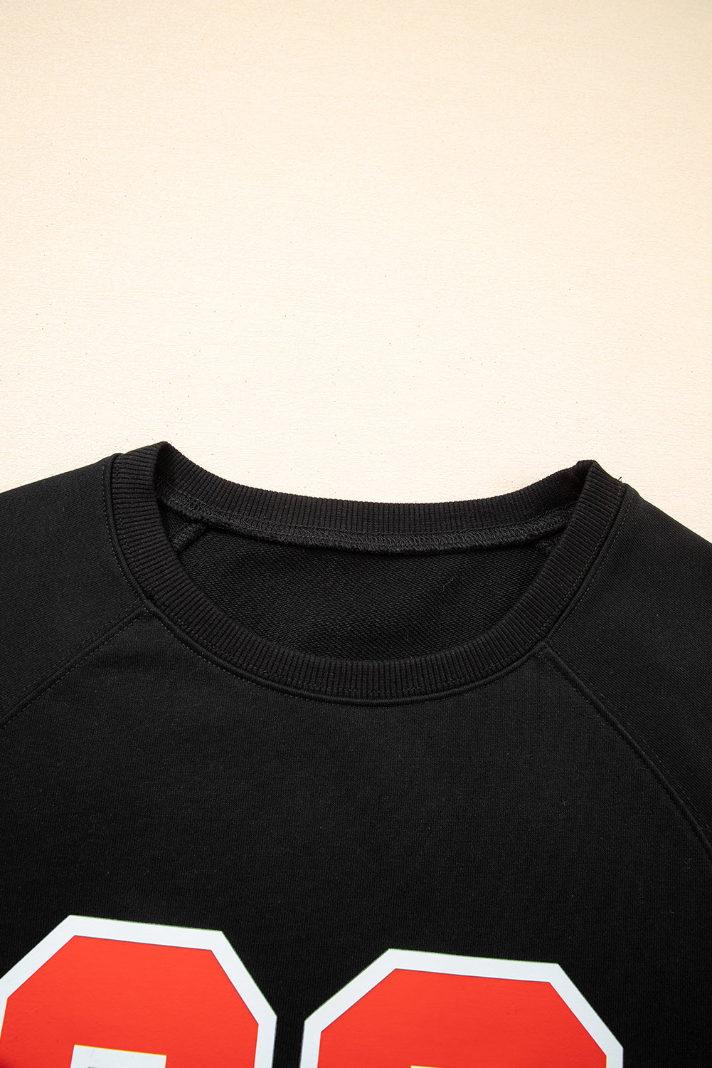 Black Varsity Spirit Striped 89 Graphic Casual Sweatshirt