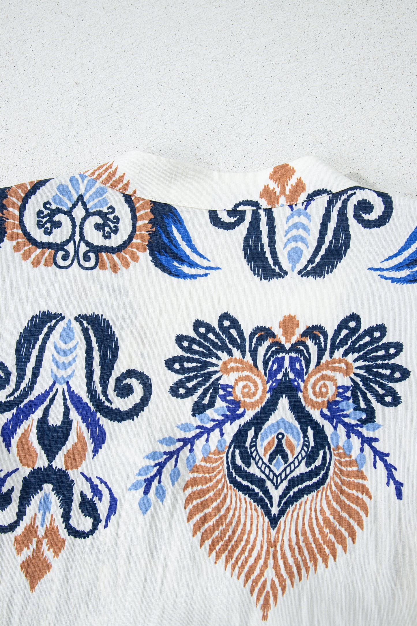 Sky Blue Plus Size Boho Print Split Neck Long Sleeve Mini Dress