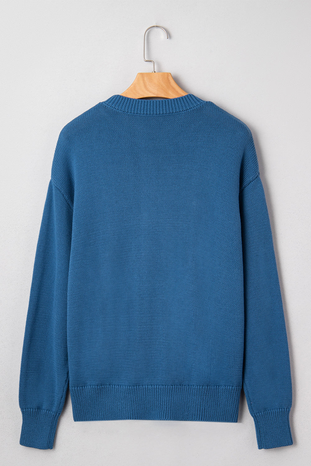 Dusk Blue Howdy Embroidered Graphic Western Sweater