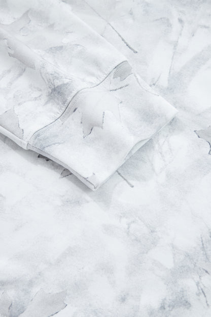 Beige Camo Print Pullover Top and Elastic Waist Casual Short Set