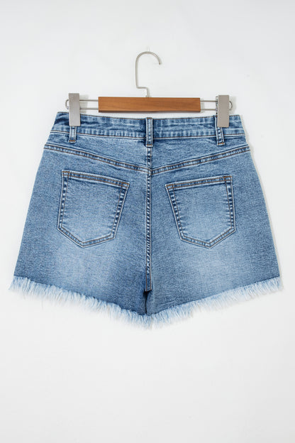Dusk Blue Western Embroidery Stud Denim Shorts Summer Daily Wear