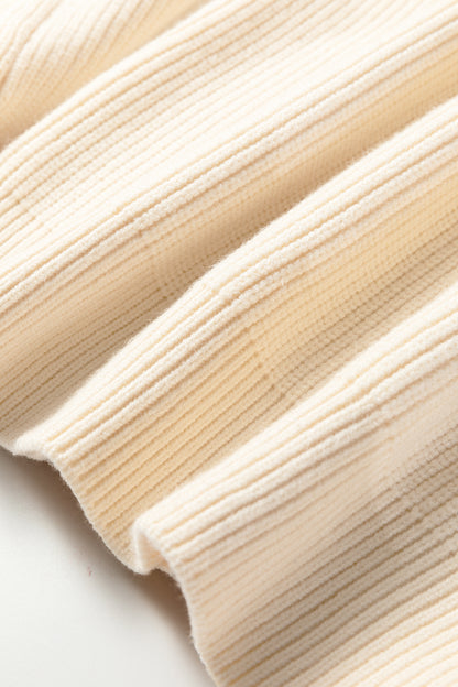 Jet Stream Ribbed Knit Ribbon Knot Backless Drop Shoulder Sweater