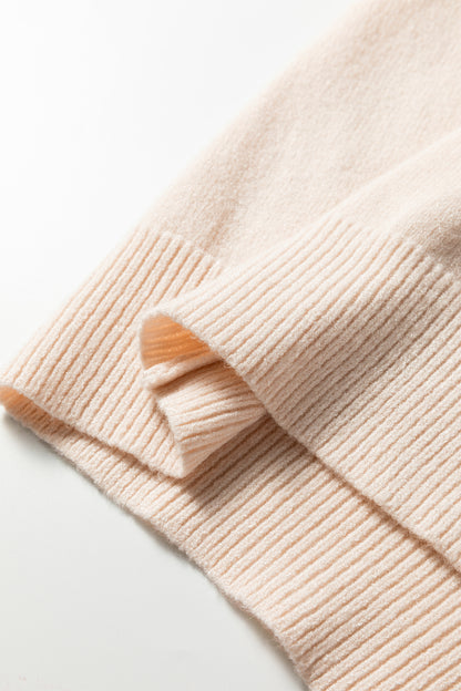 Jet Stream Solid Color Mixed Knits Patch Pocket Short Sleeve Sweater