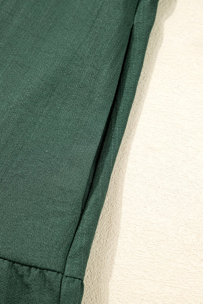 Canton Contrast Ricrac Trim Button V Neck Knotted Bracelet Sleeve Shift Dress