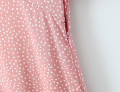 Women Clothing Spring Lace Polka Dot Short Sleeve Dress