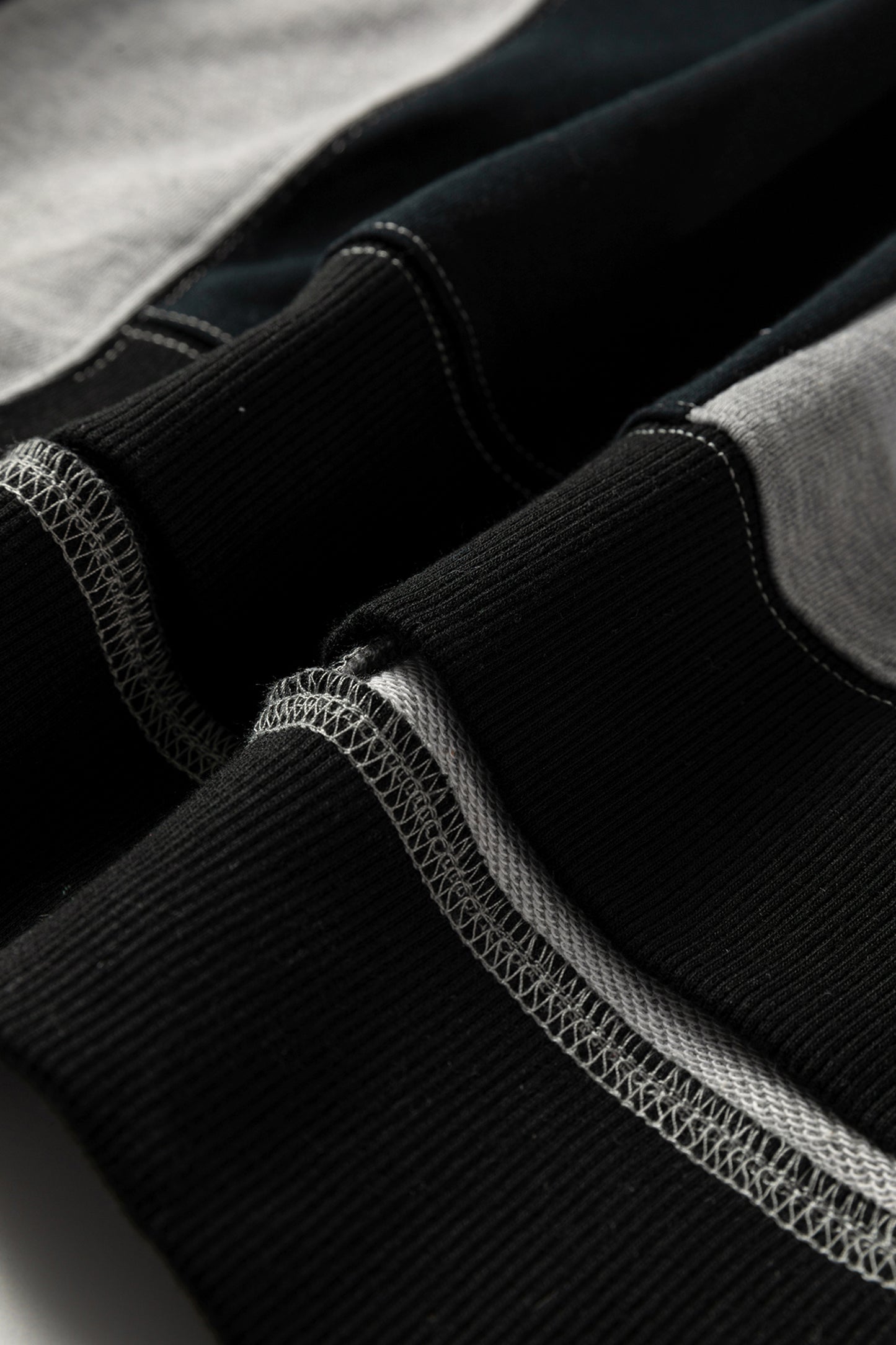 Color black Colorblock Henley High Low Oversize Sweatshirt