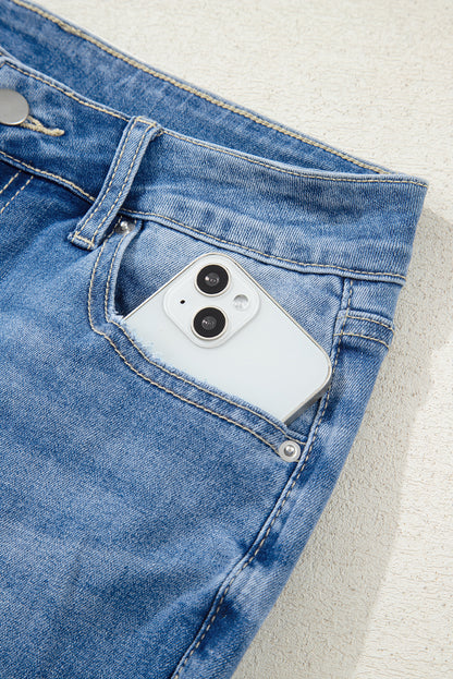 Ashleigh Blue Cut out Side Frayed Hemline Flare Jeans