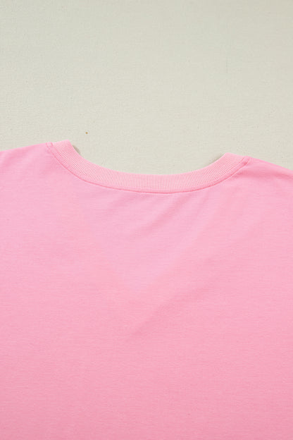 Bonbon V Neck Pleated Short Puff Sleeve Plus Size Blouse