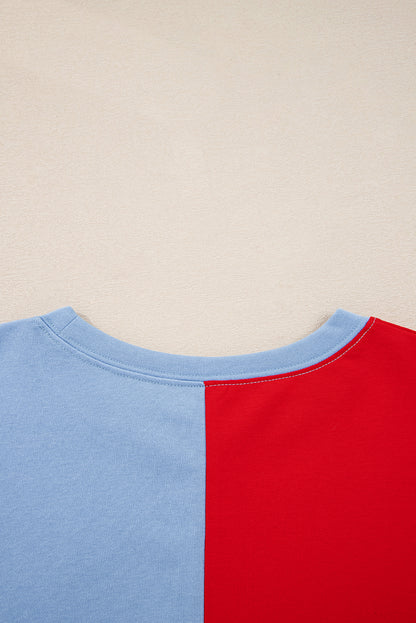 Multicolour American Flag Vintage Oversized Pullover Sweatshirt