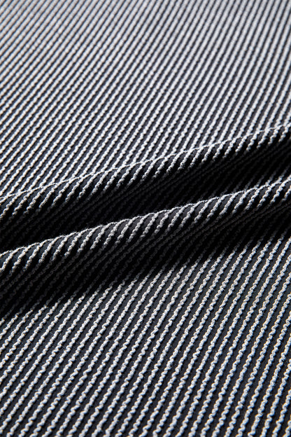 Parchment Twist Ribbed Exposed Seam Detail Long Sleeve Loose Top