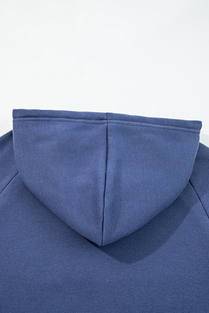 Dirty blue Fleece Lined Adjustable Drawstring Oversize Tunic Hoodie