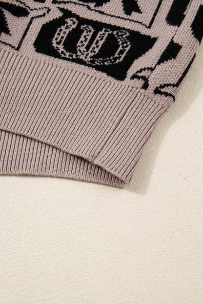 Brown Bows & Horseshoes Pattern Western Fashion Print Sweater