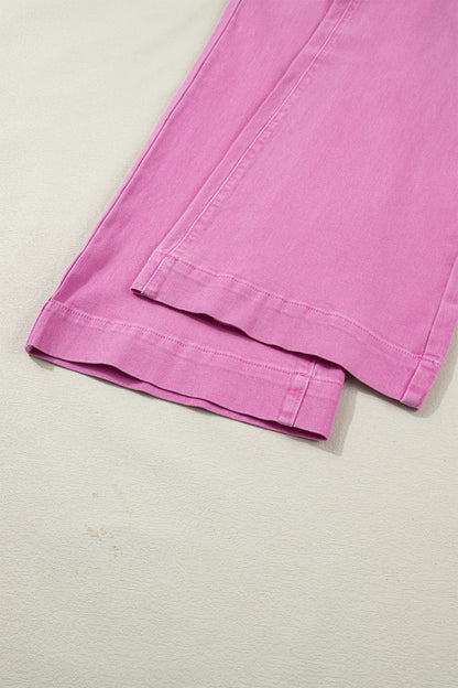 Mist Green 2-Button High Waist Flared Bottom Jeans