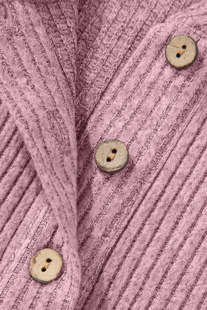 Clearly Aqua Ribbed Texture Drop Shoulder Henley Knit Top