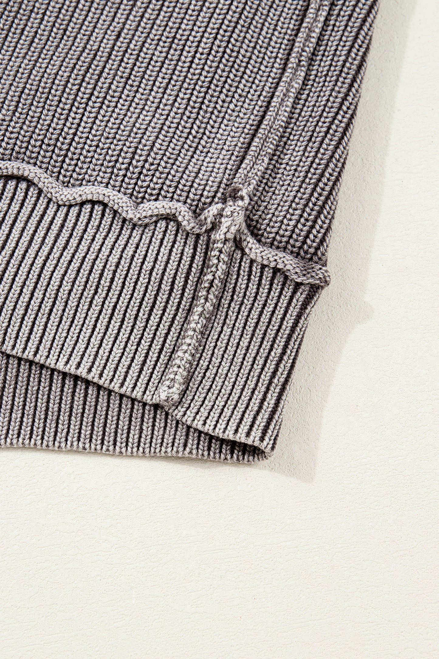 Chestnut Mineral Wash Exposed Seam Patchwork Knit Open Sweater Cardigan