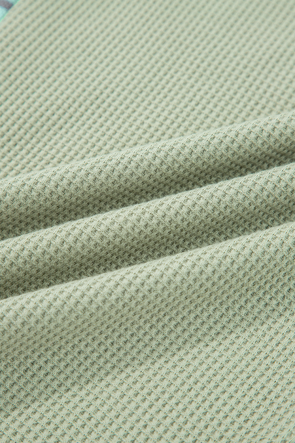 Dusk Blue Exposed Seam Waffle Striped Patchwork Baggy Pullover