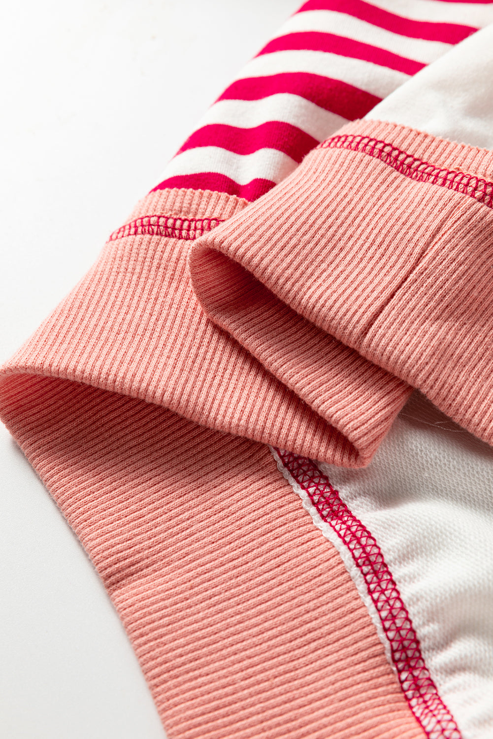 Red Stripe Color Block Patchwork Seam Detail Plus Size Sweatshirt