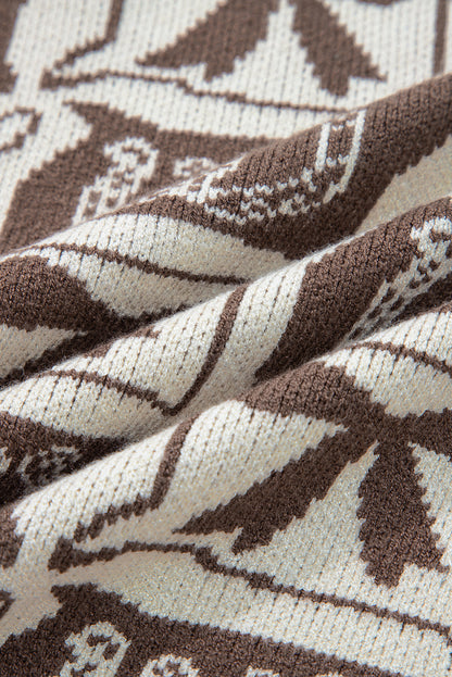 Brown Bows & Horseshoes Pattern Western Fashion Print Sweater