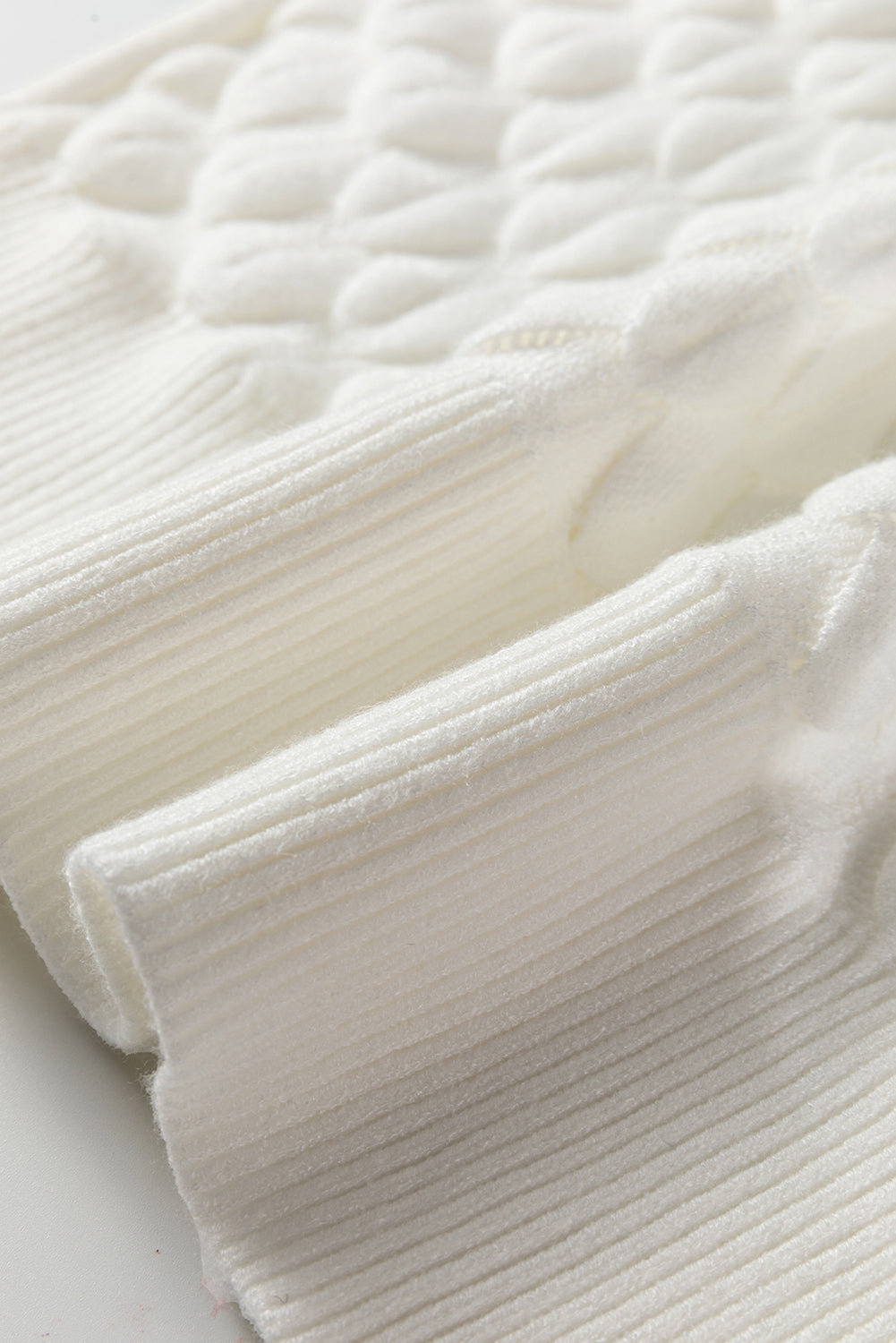 Straw Yellow Fish Scale Textured Knit Ribbed High Neck Short Sleeve Sweater