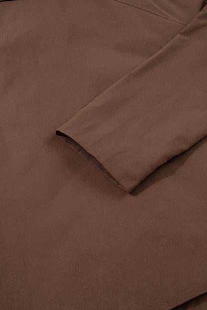 Dark Brown Collared Buttoned Leopard Liner Patchwork Chic Jacket