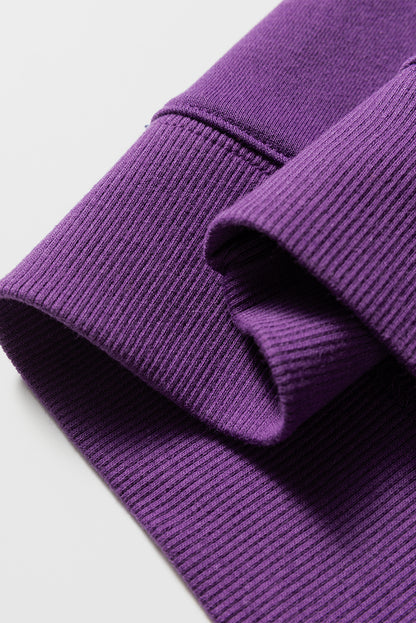 Tillandsia Purple Varsity Striped Detail Drop Shoulder Oversized Sweatshirt