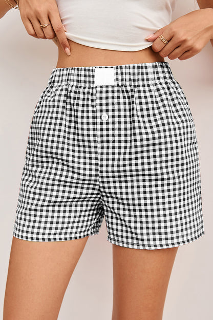 Red Gingham Printed High Waist Shorts
