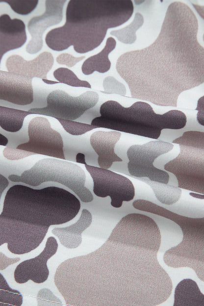 Sky Blue Abstract Camo Elastic Waist Drawstring Mini Skort