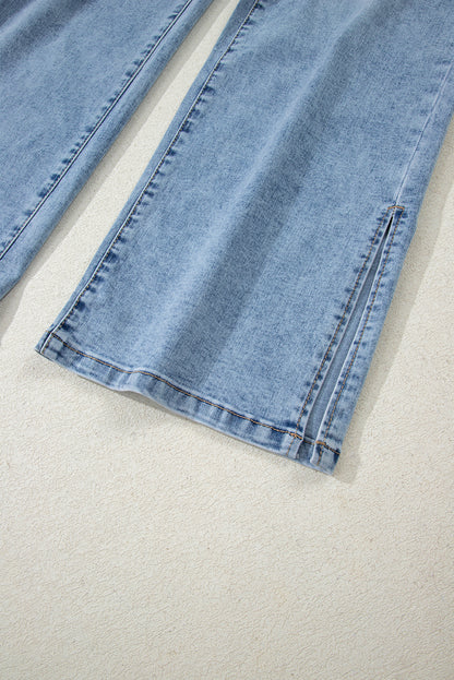 Myosotis Slit Leg High Rise Drawstring Casual Jeans