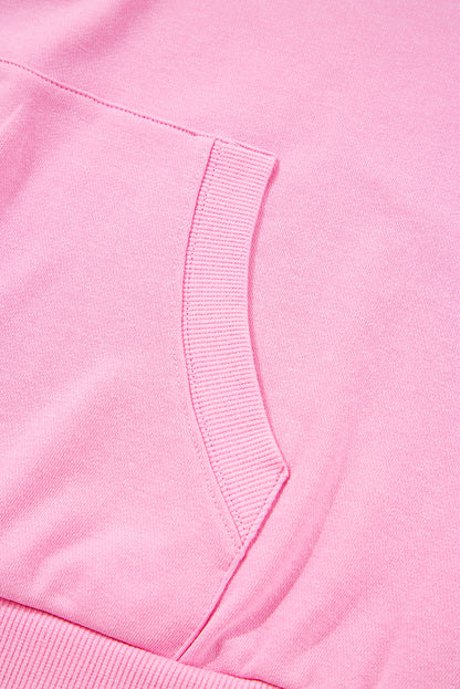 Bonbon Checkered Patchwork Kangaroo Pocket Half Zipper Hoodie