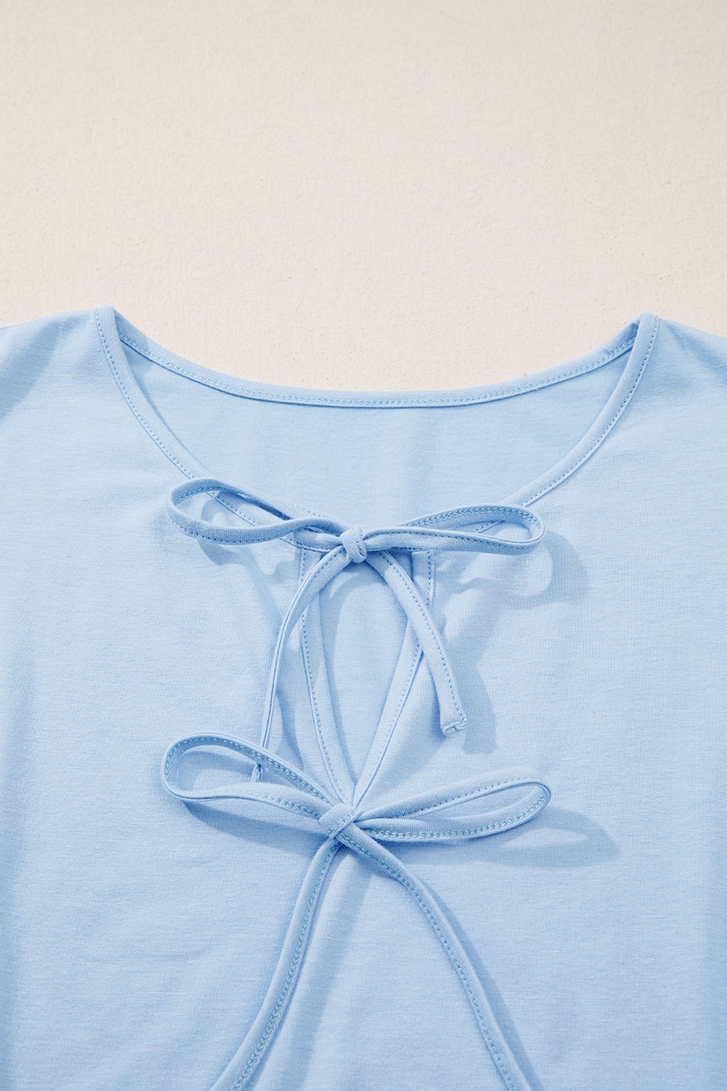 Beau Blue Plus Size Solid Color Bow Tie Peplum Tank Top