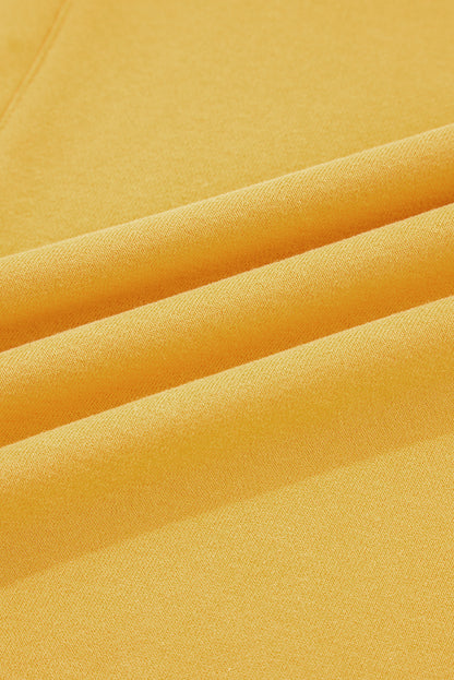 Citrus Pleated Balloon Sleeve Pullover Solid Sweatshirt