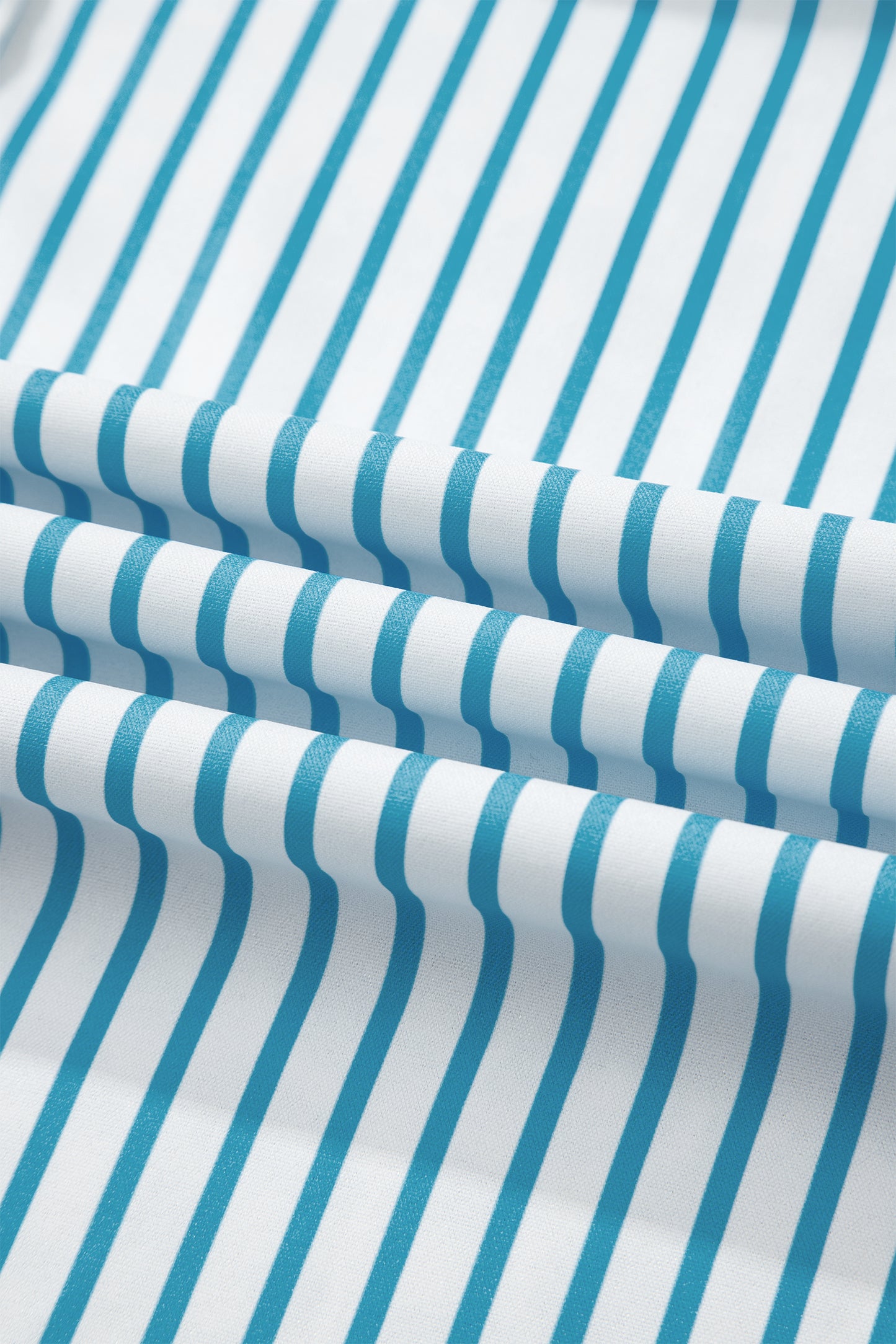 Sky Blue Stripe Contrast Leopard Patchwork Long Shirt Dress with Slits