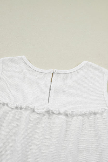 White Tiered Frill Trim A-line Tank Top