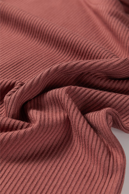 Black Ribbed Long Sleeve Crew Neck Solid Color Bodysuit