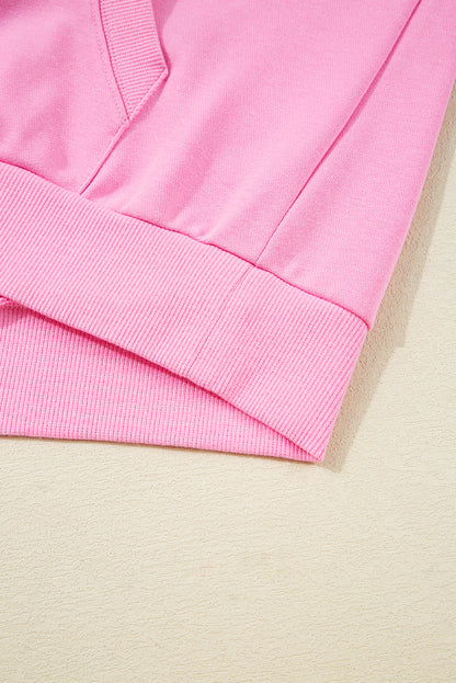 Bonbon Checkered Patchwork Kangaroo Pocket Half Zipper Hoodie