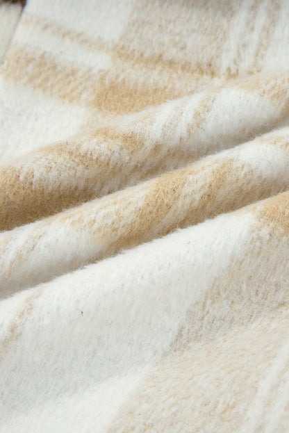 Multicolour Plaid Patchwork Side Pockets Buttoned Shacket