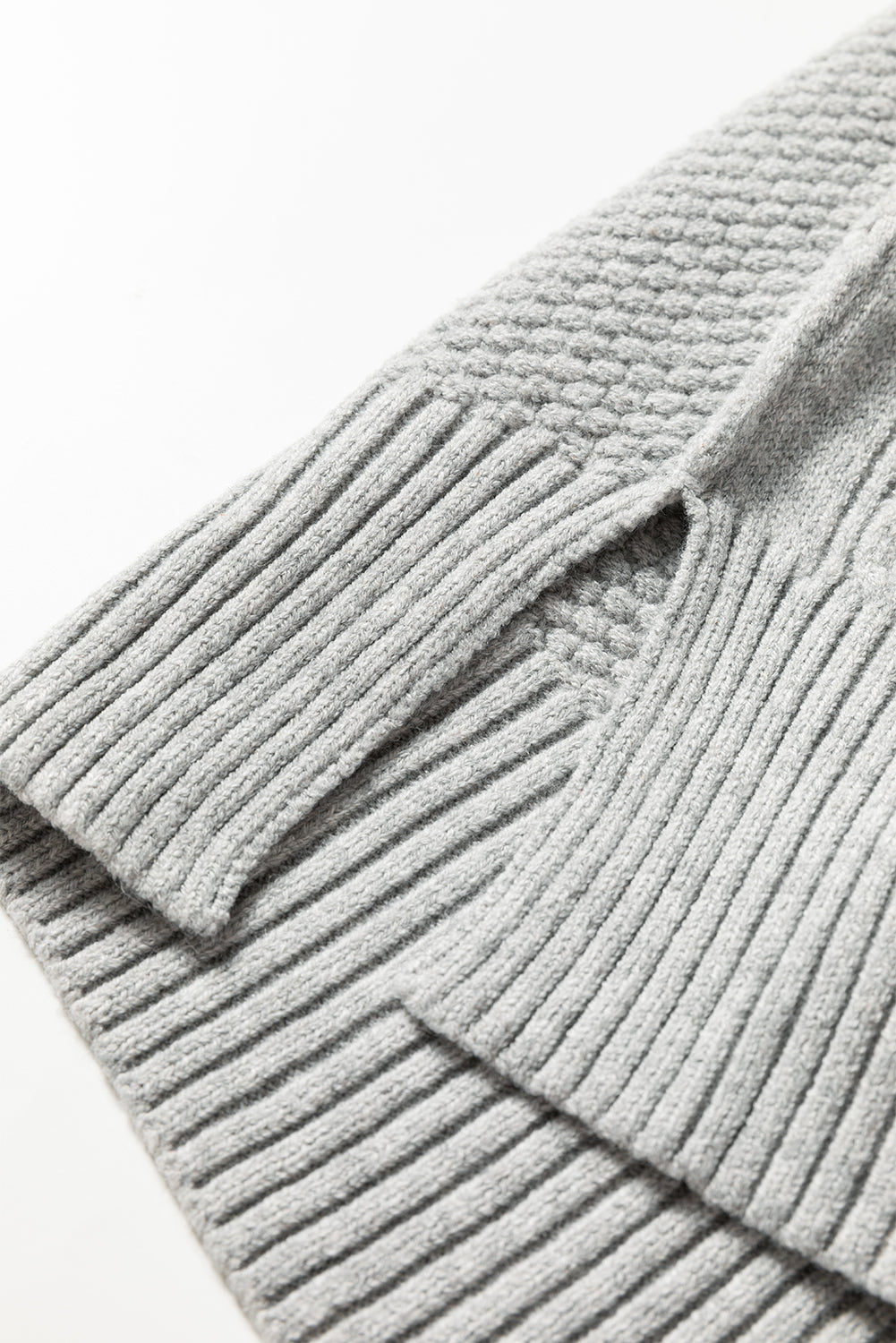 High Cable Knit Quarter Zip Ribbed Trim Loose Sweater Dress