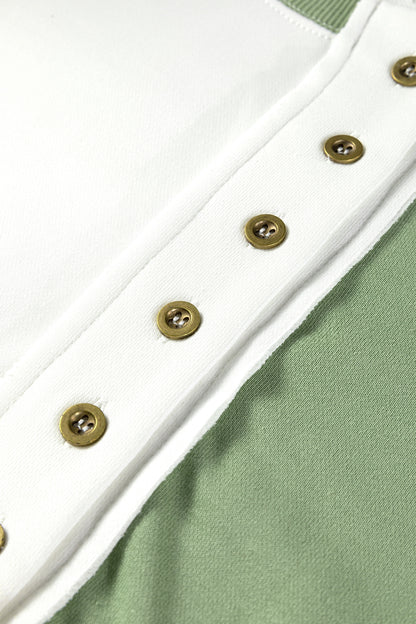 Color black Colorblock Henley High Low Oversize Sweatshirt