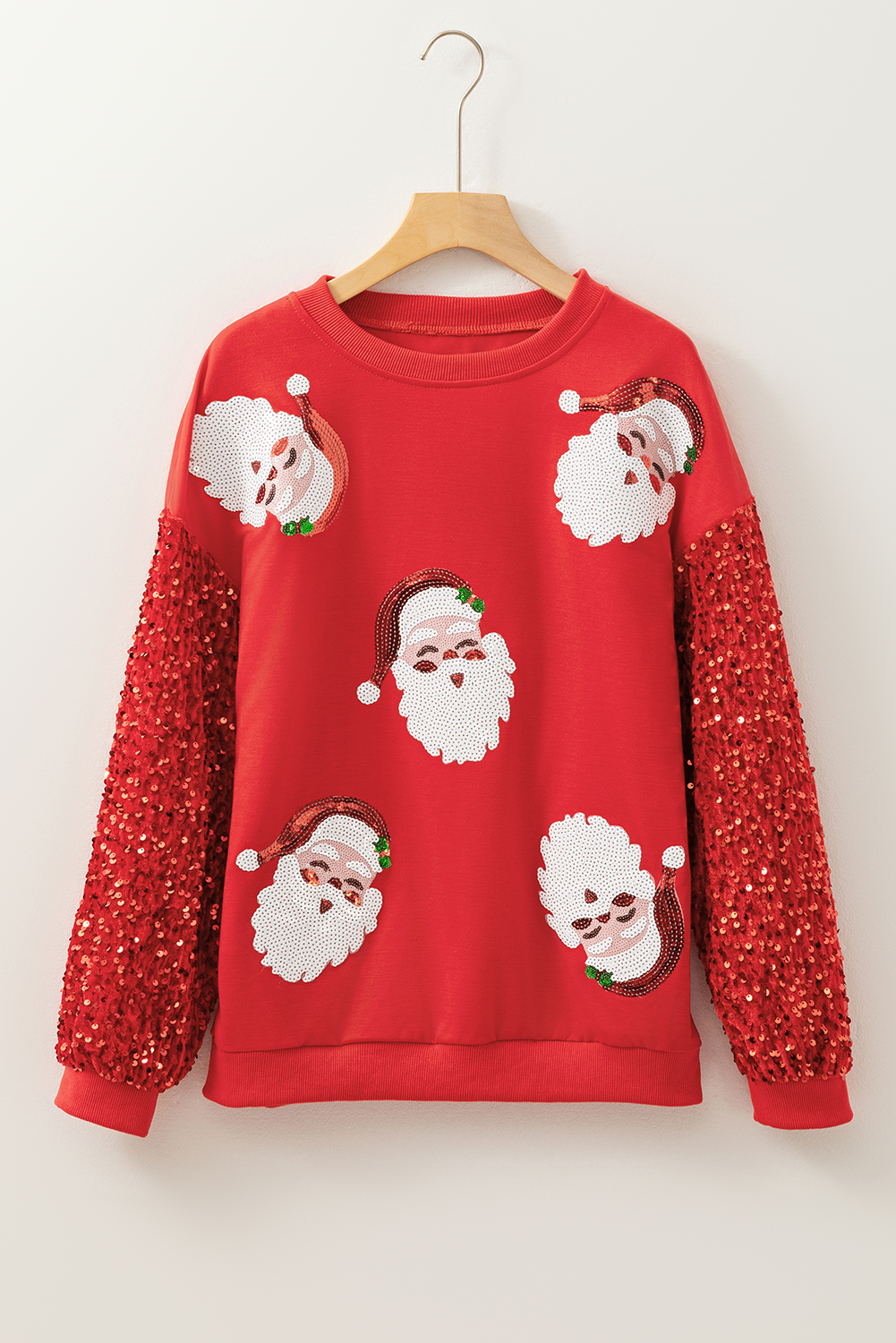 Pink Sequined Santa Claus Long Sleeve Christmas Sweatshirt