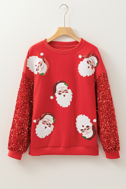 Pink Sequined Santa Claus Long Sleeve Christmas Sweatshirt