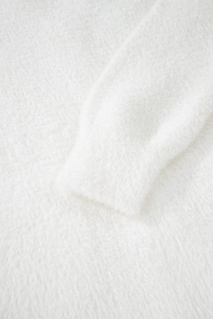 Smoke Gray Fuzzy Buttoned Front Midi Solid Cardigan